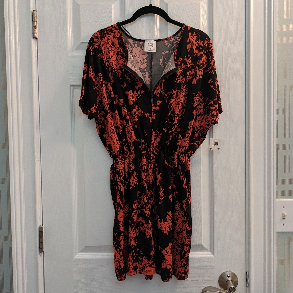 NWT S Mac + Jac Red and Black zipper dress